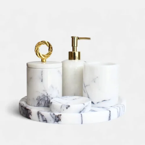 109 Lilac 5 Parça Mermer Banyo Seti