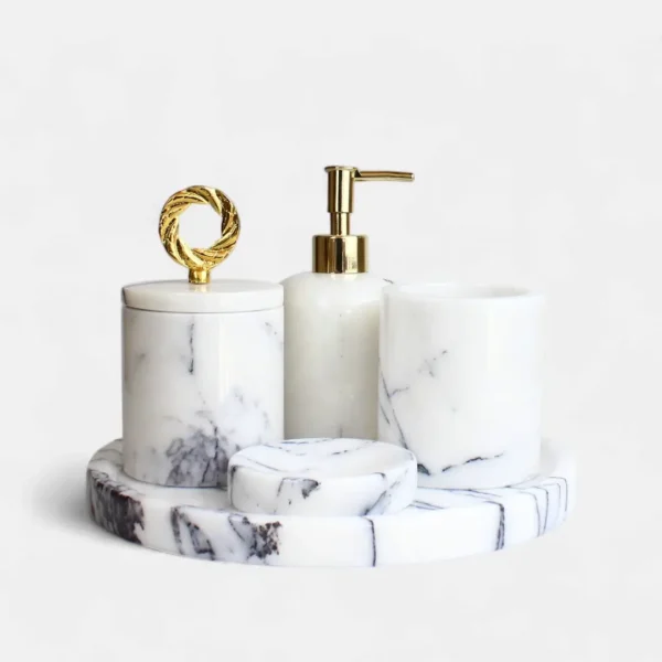 109 Lilac 5 Parça Mermer Banyo Seti