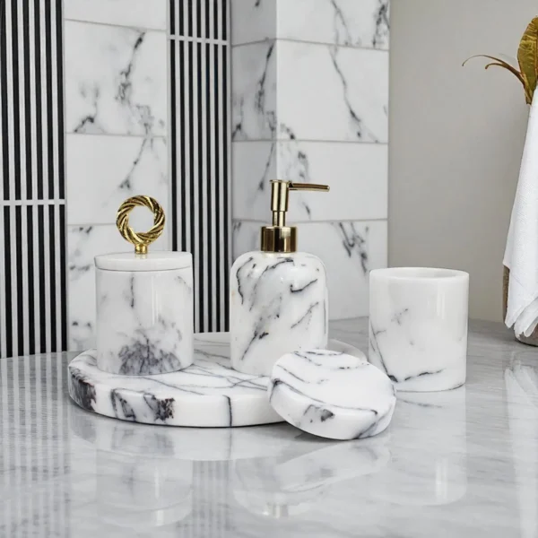 110 Lilac 5 Parça Mermer Banyo Seti