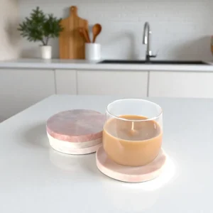 Rosa Lux Pembe Mermer Bardak Altlığı Seti