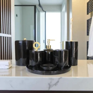 99 Noir 7 Parça Mermer Banyo Seti