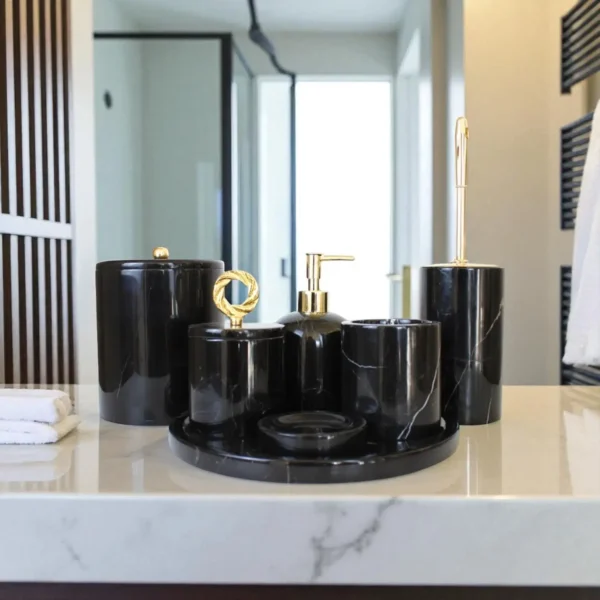 99 Noir 7 Parça Mermer Banyo Seti